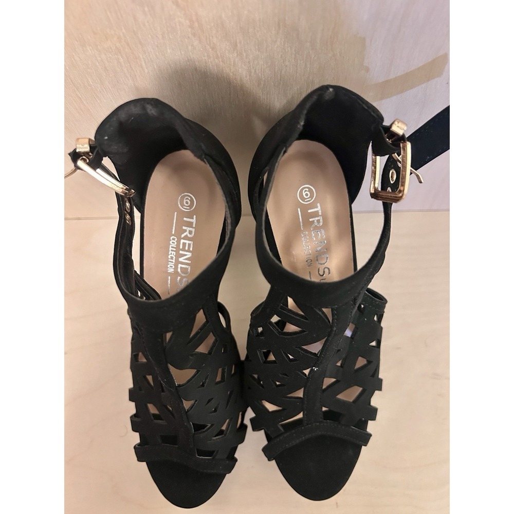 TRENDSup Open Toe Ankle Strap Western‎ Bootie Stacked Heel Size 6 New - Picture 8 of 10